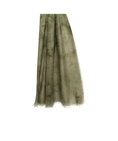 Weekend Max Mara Jacquard Wool Stole In Green