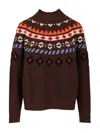Weekend Max Mara Jacquard Wool Sweater Knitwear Brown In Brown