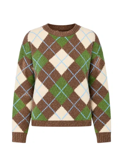 Weekend Max Mara Jacquard-knit Argyle Sweater In Brown