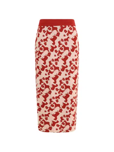 Weekend Max Mara Jacquard Skirt In Red