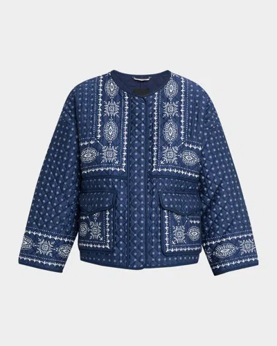 Weekend Max Mara Jader Quilted Cotton Jacket In Blue