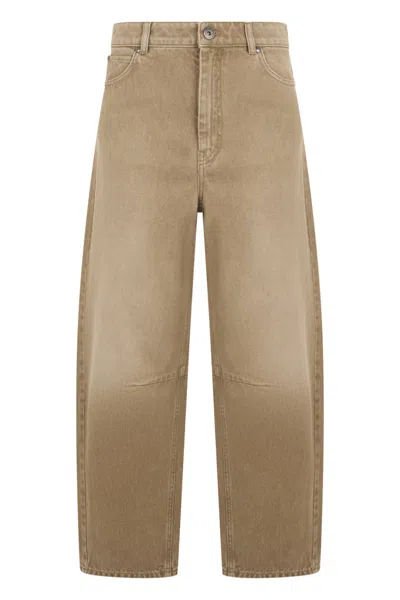 Weekend Max Mara Omens Worn-look Barrel-leg Denim Jeans Beige Light Colour Used In Neutral