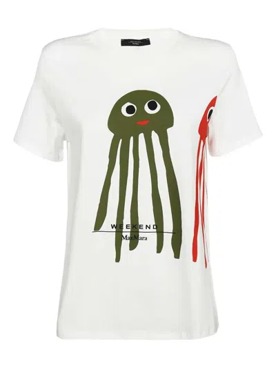 Weekend Max Mara Jellyfish-print Cotton T-shirt In White