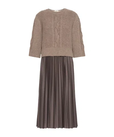 Weekend Max Mara Jersey Dress With A Wool Top In Brown