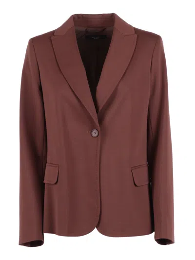 Weekend Max Mara Lapel Long-sleeved Suit Jacket In Red