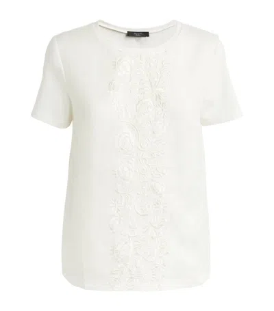 Weekend Max Mara Jersey-linen Embroidered Magno T-shirt In White