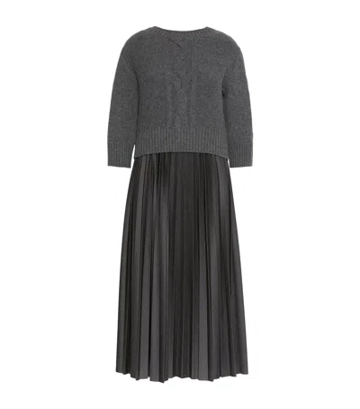 Weekend Max Mara Jersey Midi Dress With Virgin Wool Sweater In Gray