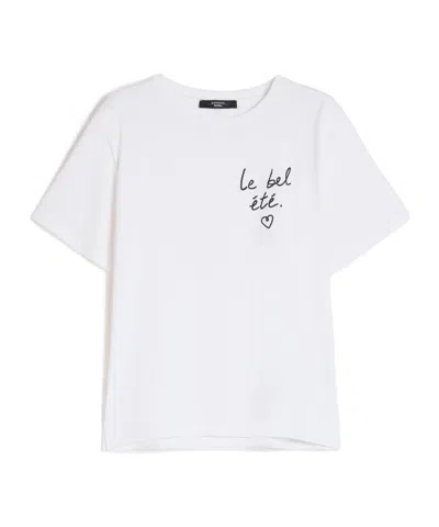 Weekend Max Mara Bora Beautiful Summer Embroidered Graphic T-shirt In White