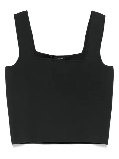 Weekend Max Mara Sleeveless Cropped Knitwear Square Neckline In Black