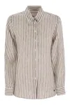 Weekend Max Mara Josef Striped Long-sleeved Shirt In Brown