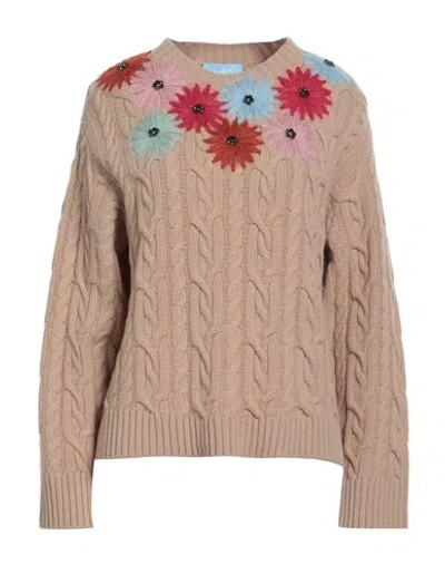 Weekend Max Mara Joyroad By Lucy Hale Woman Sweater Sand Size M Virgin Wool, Polyamide In Brown