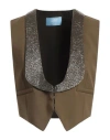 Weekend Max Mara Joyroad By Lucy Hale Woman Tailored Vest Military Green Size 12 Polyester, Virgin W In Green