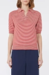 Weekend Max Mara Cotton Stripe Open Polo Shirt In Red