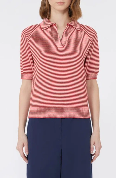 WEEKEND MAX MARA WEEKEND MAX MARA JUNIOR STRIPE COTTON POLO SWEATER