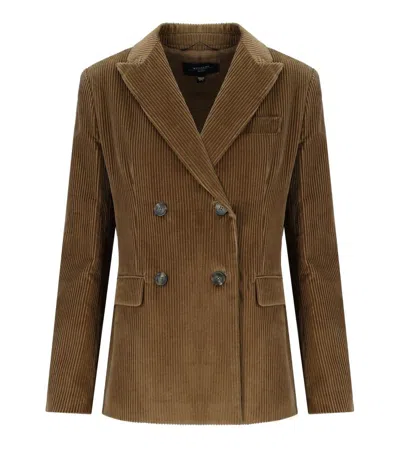 Weekend Max Mara Cotton Corduroy Double-breasted Blazer In Brown