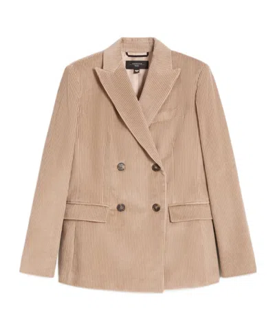 Weekend Max Mara Double-breasted Velvet Blazer In Neutral
