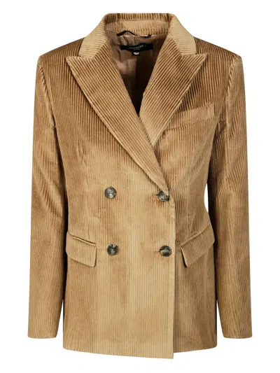 Weekend Max Mara Katanga Double-breasted Velvet Jacket In Brown