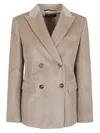 Weekend Max Mara Corduroy Double-breasted Blazer In Brown