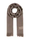 Weekend Max Mara Wool Ken Scarf With Embroidered Detail And Fringed Edges In Brown
