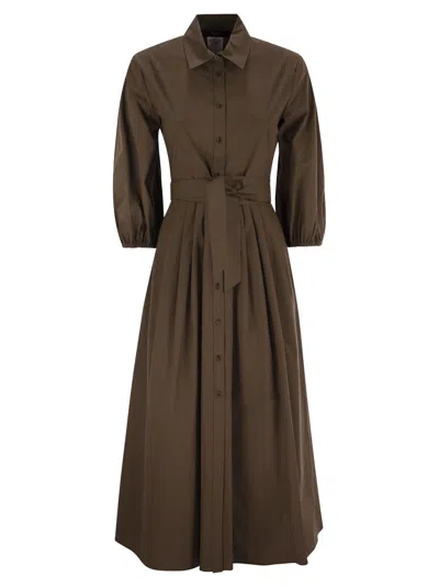 Weekend Max Mara Kentia - Cotton Chemisier Dress In Brown