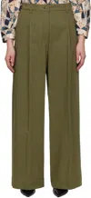 Weekend Max Mara Recco Belted Cotton Canvas Wide Pants In 002 Kaki