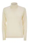 Weekend Max Mara Kiku Turtleneck In Silk And Wool Yarn In Beige