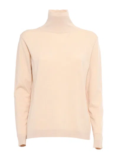 Weekend Max Mara Women's Kiku Silk And Wool Lightweight Rollneck Jumper Beige In White