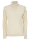 Weekend Max Mara Kiku Turtleneck In Silk And Wool Yarn In White