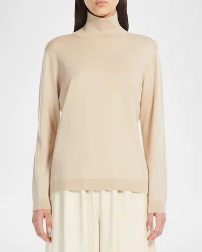 Weekend Max Mara Kiku Turtleneck Silk-wool Sweater In Ivory