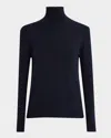 Weekend Max Mara Kiku Silk Blend Turtleneck Sweater In Navy