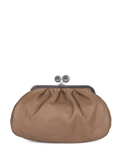 Weekend Max Mara Kiss-lock Clutch Bag In Brown