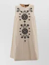 Weekend Max Mara Omens Donald Floral-embroidered Cotton-blend Mini Dress Ivory