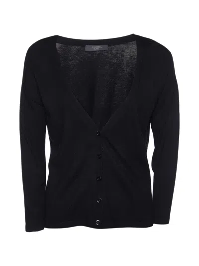 Pre-owned Weekend Max Mara Knit Button-front Cardigan In Black