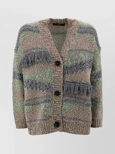 Weekend Max Mara Knit Cardigan In Cotton And Wool Yarn In Fantasia