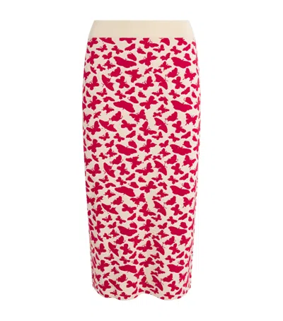 Weekend Max Mara Knitted Butterfly-jacquard Midi Skirt In Nude