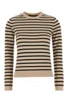 Weekend Max Mara Sicilia Striped Crew Neck Silk Blend Sweater In Brown