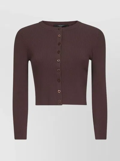 WEEKEND MAX MARA KNITWEAR CROPPED RIBBED TEXTURE LONG SLEEVES