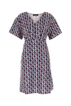 Weekend Max Mara Lucas Geometric Pattern V-neck Belted Dress In Printed