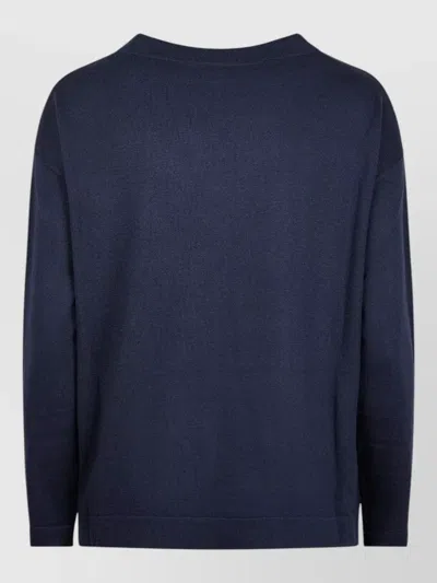 Weekend Max Mara Knitwear Top Long Sleeves Ribbed Neckline In Blue