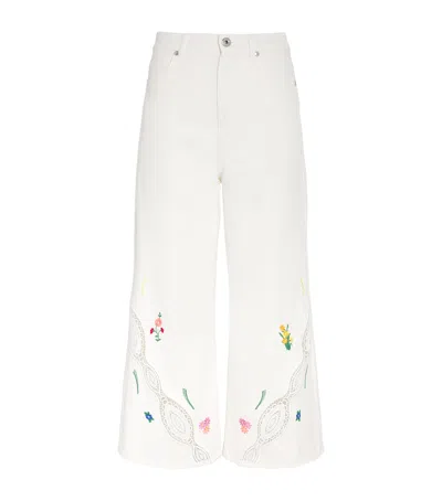 WEEKEND MAX MARA LACE EMBROIDERED WIDE-LEG JEANS