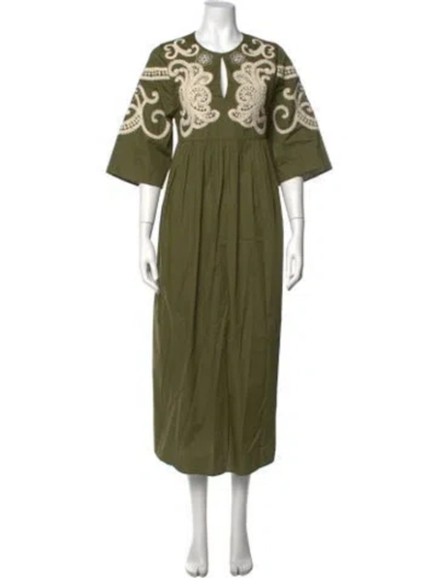 Pre-owned Weekend Max Mara Lace Pattern Long Dress W/ Tags In Green