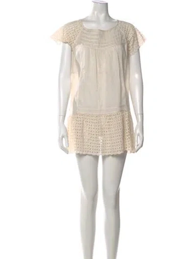Pre-owned Weekend Max Mara Lace Pattern Mini Dress In Neutral
