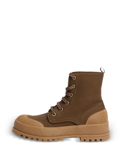 Pre-owned Weekend Max Mara Lace-up Ankle Boots In Brown
