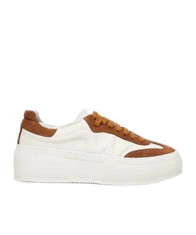 Weekend Max Mara Leather Platform Sneakers In White