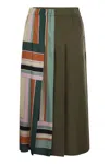 Weekend Max Mara Midi Skirt In Printed Twill And Multicolor Gabardine