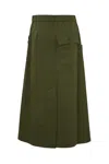 Weekend Max Mara Lallo Skirt In Printed Twill And Gabardine In Kaki