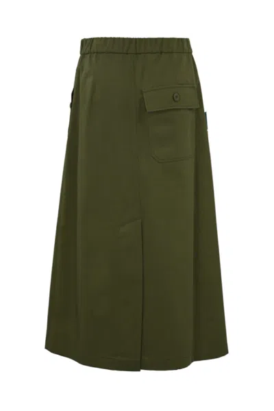 Weekend Max Mara Lallo Skirt In Printed Twill And Gabardine In Kaki