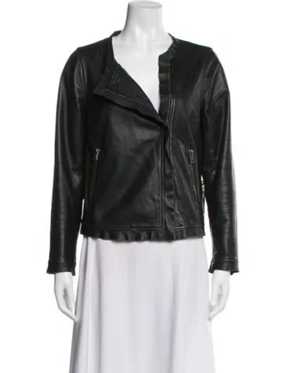Pre-owned Weekend Max Mara Lamb Leather Biker Jacket In Black