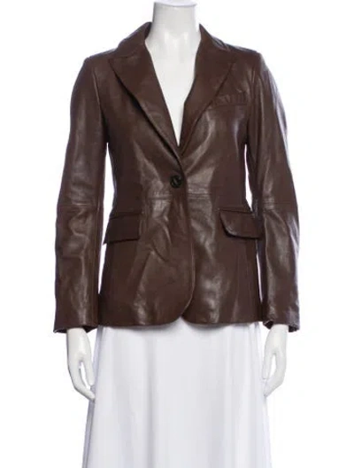Pre-owned Weekend Max Mara Lamb Leather Blazer In Brown
