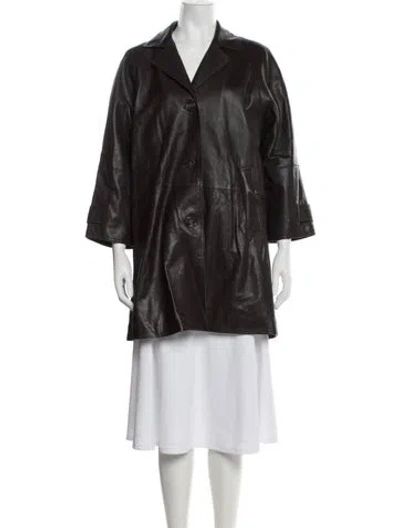 Pre-owned Weekend Max Mara Lamb Leather Coat In Brown